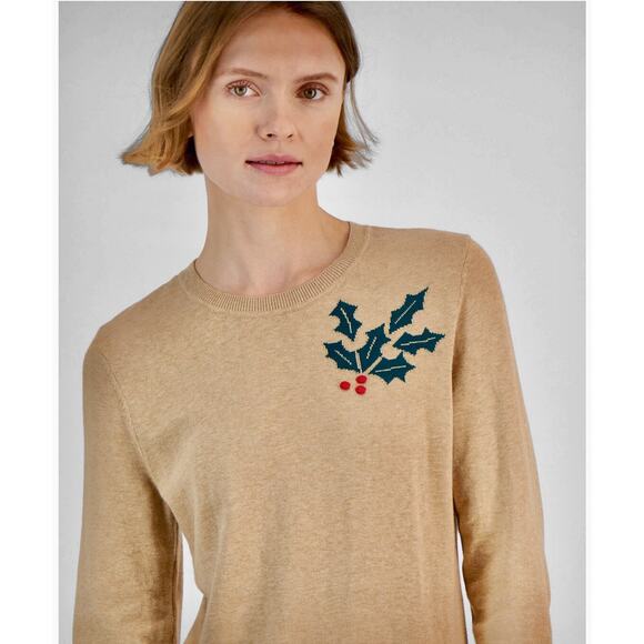 Tommy Hilfiger Sweaters - Tommy Hilfiger Women’s Beige Crew Neck Holy Sweater Size M, Long Sleeves
